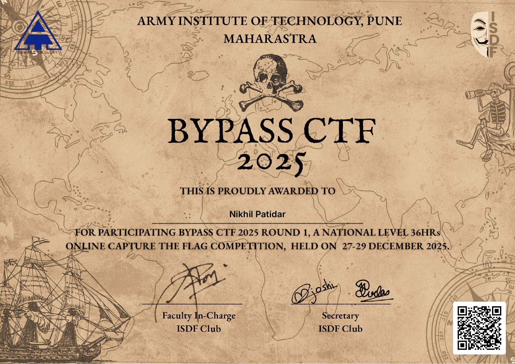 BYPASS CTF 2025 Certificate